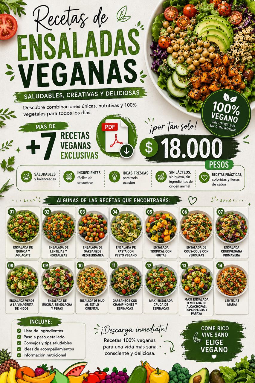 Portada del PDF Recetas de Ensaladas Veganas